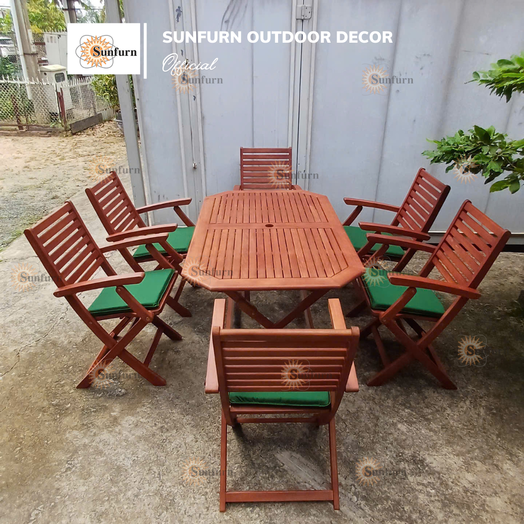 B&agrave;n Ăn S&acirc;n Vườn Gấp Xếp OCTA SUNFURN (1m4) - Gỗ Bạch Đ&agrave;n Nam Phi Xuất Khẩu, M&agrave;u Hồng Gỗ (Mặt B&agrave;n B&aacute;t Gi&aacute;c)